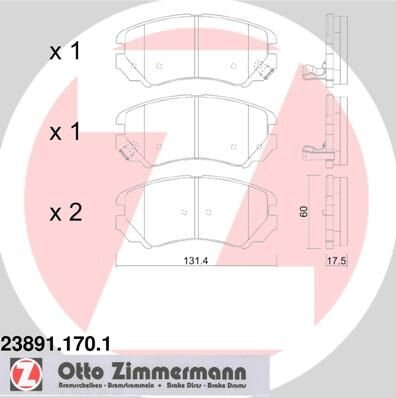 Sada brzdových platničiek kotúčovej brzdy ZIMMERMANN 23891.170.1