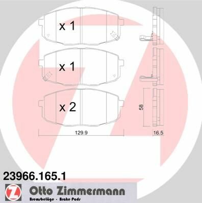 Sada brzdových platničiek kotúčovej brzdy ZIMMERMANN 23966.165.1